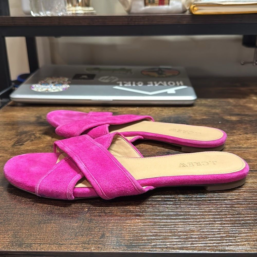 J Crew Hot Pink Suede Slide Sandals size 7.5 - Picture 6 of 8